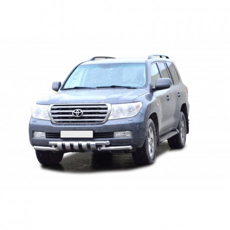 Защита переднего бампера «Труба двойная» Люкс (d63,5) для Toyota Land Cruiser 200 (2007-2011)(Окрашенное) купить недорого с доставкой в Саров