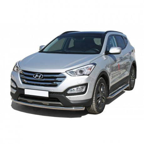 Защита переднего бампера «Труба» (d63,5) для Hyundai Santa Fe (2012-2016)(Окрашенное) купить недорого с доставкой в Саров