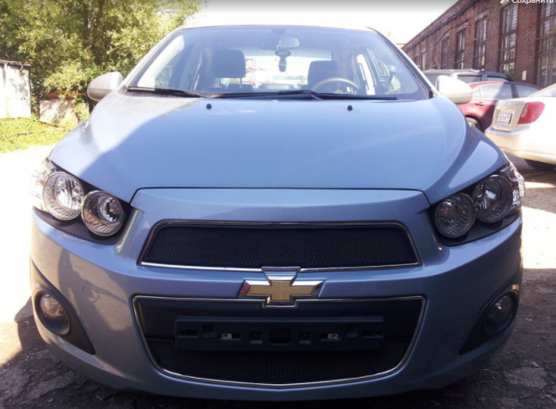 Защита радиатора "Standart" Chevrolet Aveo (2011-2015) верх, чёрная купить недорого с доставкой в Саров