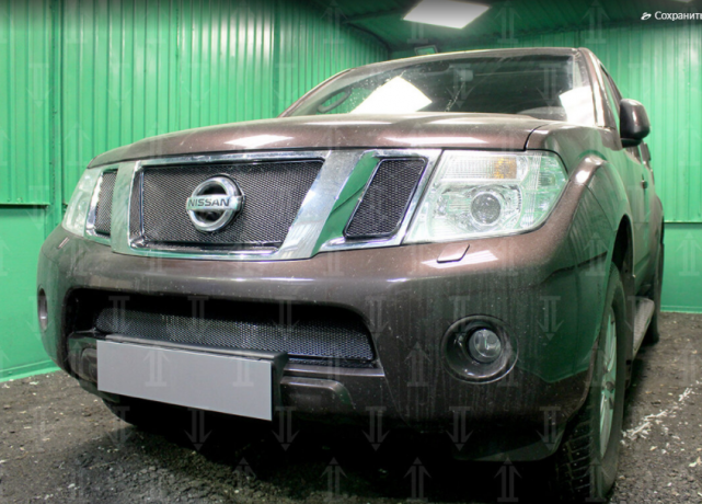 Защита радиатора "PREMIUM" Nissan Pathfinder, Navara (2010-2015) верх, чёрная купить недорого с доставкой в Саров