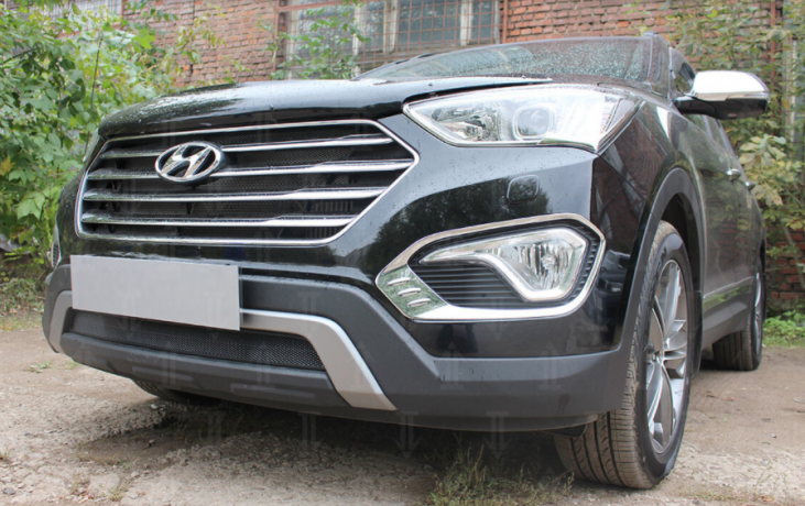 Защита радиатора "Standart" Hyundai Grand Santa Fe (2013-2016) чёрная купить недорого с доставкой в Саров