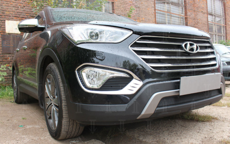 Защита радиатора "Standart" Hyundai Grand Santa Fe (2013-2016) чёрная купить недорого с доставкой в Саров