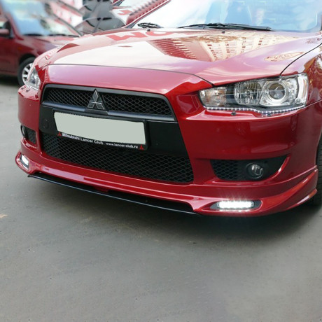 Накладка (юбка) переднего бампера "Zodiak" (с планкой) для Mitsubishi Lancer X (2007-2010) купить недорого с доставкой в Саров