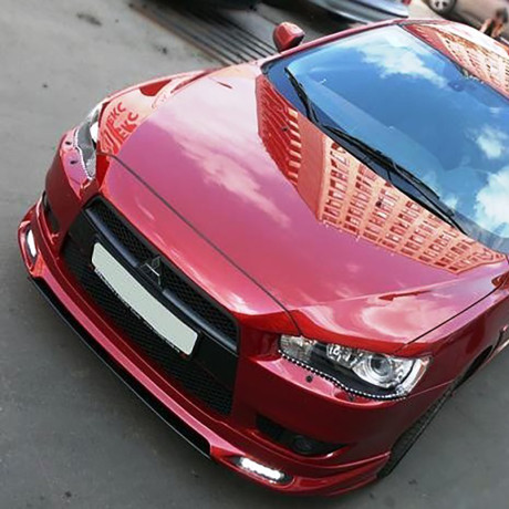 Накладка (юбка) переднего бампера "Zodiak" (с планкой) для Mitsubishi Lancer X (2007-2010) купить недорого с доставкой в Саров