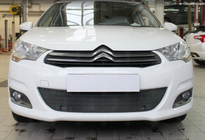 Защита радиатора "Standart" Citroen C4 (2010-2015) под парктроник, чёрная купить недорого с доставкой в Саров