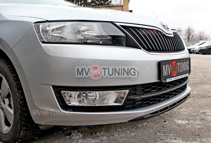 Спойлер переднего бампера (текстурный пластик) для Skoda Rapid (2012-н.в.) купить недорого с доставкой в Саров