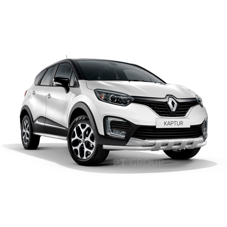 Защита переднего бампера двойная с пластинами d63/63мм (НПС) RENAULT Kaptur (2016-н.в.) купить недорого с доставкой в Саров