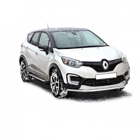 Защита порогов «БУМЕР» алюминиевая с резинкой для Renault Kaptur (2016-н.в.) купить недорого с доставкой в Саров