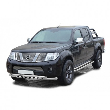 Защита порогов с алюминиевым листом (d63,5) для Nissan Navara (2010-2015)(Окрашенное) купить недорого с доставкой в Саров