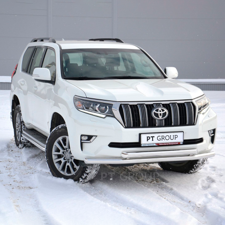 Защита переднего бампера двойная d63/63мм (НПС) TOYOTA LAND CRUISER PRADO 150 (2017-н.в.) купить недорого с доставкой в Саров