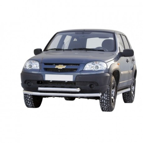 Защита переднего бампера "Труба двойная" B@3 2123 "Chevrolet Niv@" RS (d63.5) купить недорого с доставкой в Саров