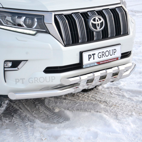 Защита переднего бампера двойная с пластинами d63/63мм (НПС) TOYOTA LAND CRUISER PRADO 150 (2017-н.в.) купить недорого с доставкой в Саров