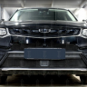 Защита радиатора "Standart" Geely Tugella FY11 (2019-н.в.) верх с камерой, чёрная купить недорого с доставкой в Саров