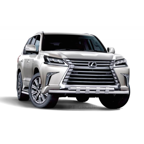 Защита переднего бампера двойная с пластинами d63/63мм (НПС) LEXUS 450D (2015-н.в.) купить недорого с доставкой в Саров