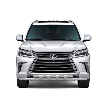 Защита переднего бампера двойная с пластинами d63/63мм (НПС) LEXUS 450D (2015-н.в.) купить недорого с доставкой в Саров