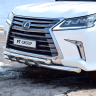 Защита переднего бампера двойная с пластинами d63/63мм (НПС) LEXUS 450D (2015-н.в.) купить недорого с доставкой в Саров