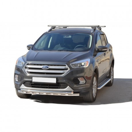Защита порогов с алюминиевым листом (d63.5) для Ford Kuga (2016-н.в.)(Окрашенное) купить недорого с доставкой в Саров