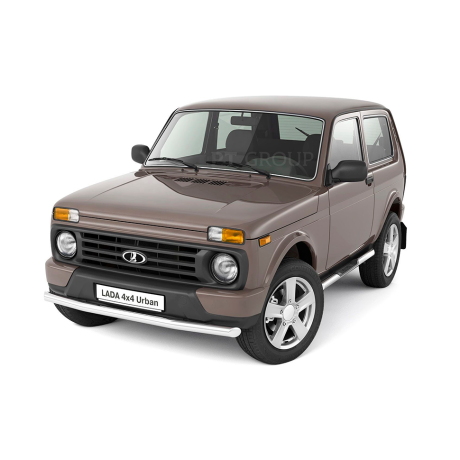 Защита порогов с накладками d63мм (НПС) L@DA "4х4 2121" с 1995 г.в., L@DA 4x4 Urban c 2015 г.в. купить недорого с доставкой в Саров