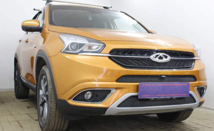 Защита радиатора "Standart" Chery Tiggo 7 (2016-2020) верх, чёрная купить недорого с доставкой в Саров